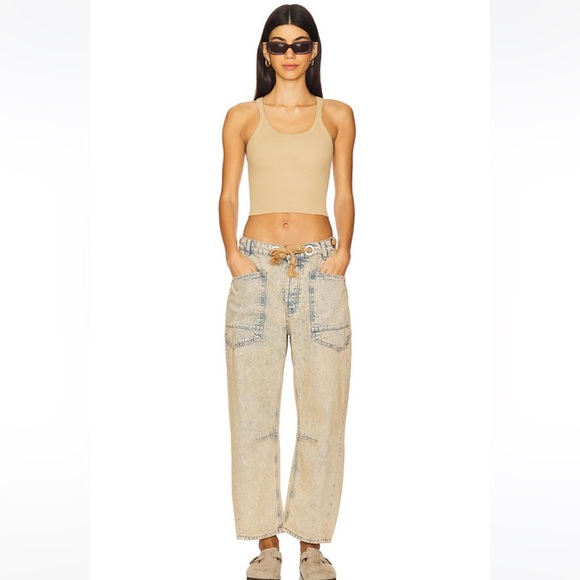 Free People Moxie Low Slung Pull On Barrel Wide Leg Jeans Size 29 NWT - Picture 1 of 15